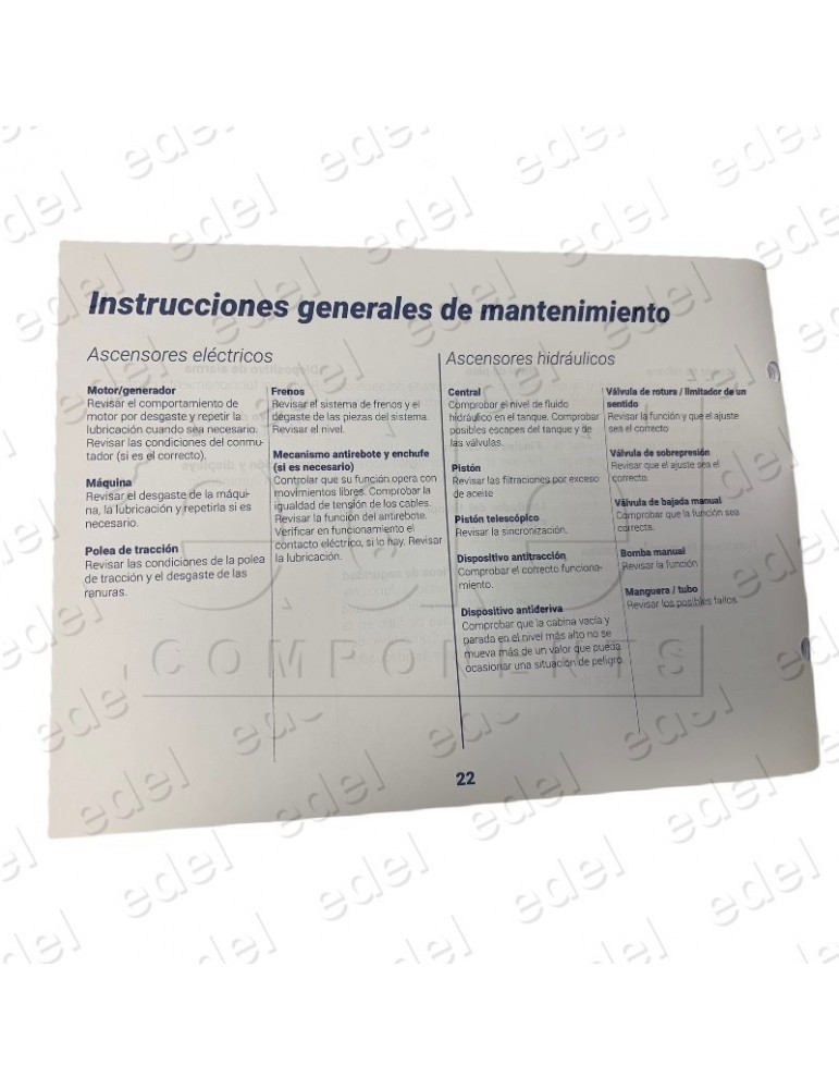 LIVRE DE MANTENIMENT D'ASCENSEURS